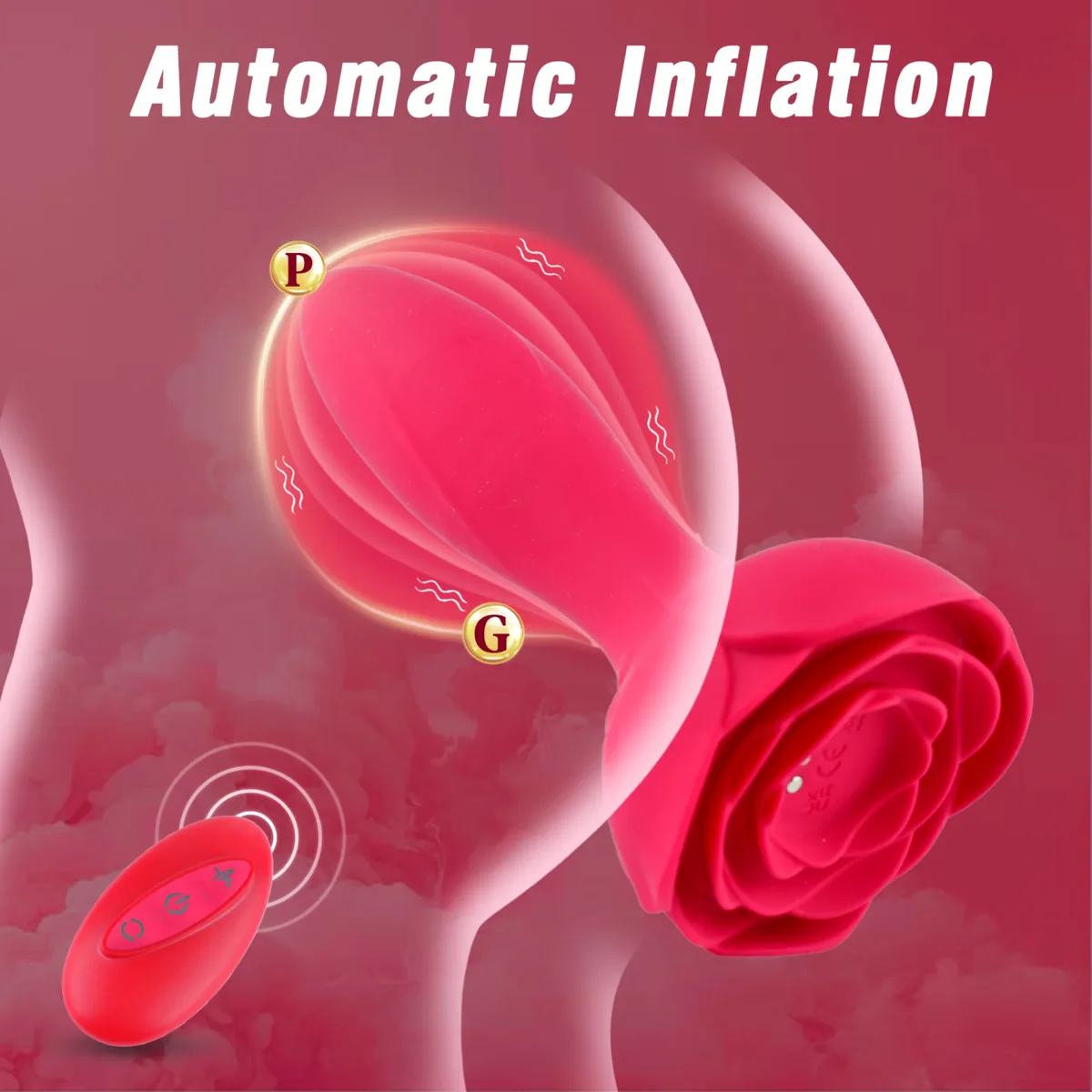 Roselle Anchor Inflatable Rose Plug Vibrator — inflatable section illustration