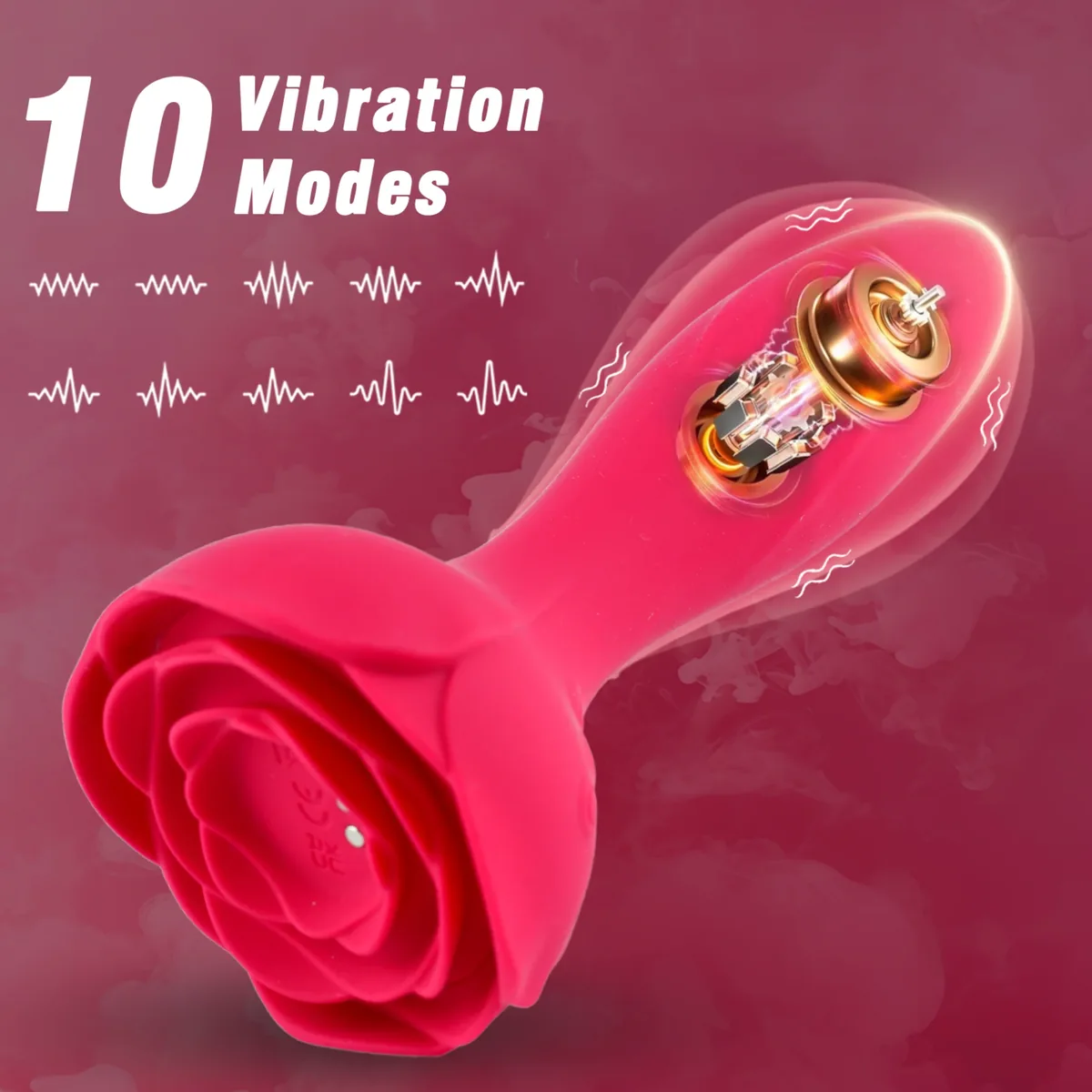Roselle Anchor Inflatable Rose Plug Vibrator — internal movement illustration