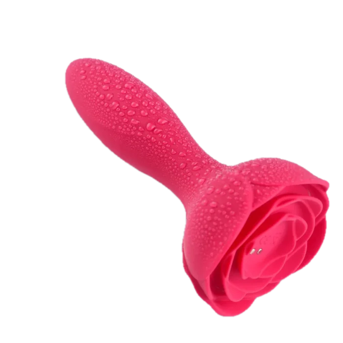 Roselle Anchor Inflatable Rose Plug Vibrator — rose-base textured plug