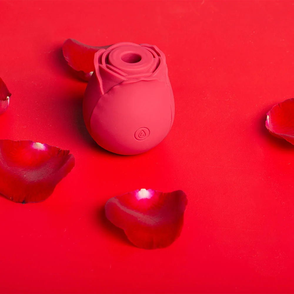Roselle Bloom Rose Suction Toy — red rose toy with loose rose petals