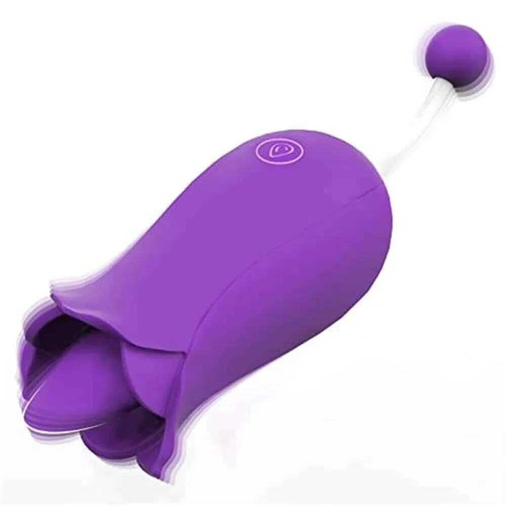 Roselle Blossom Rose Tongue and Tail Vibrator — purple color option