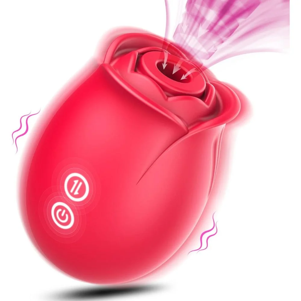 Roselle Blush Rose Suction Vibrator — red rose suction vibrator front render