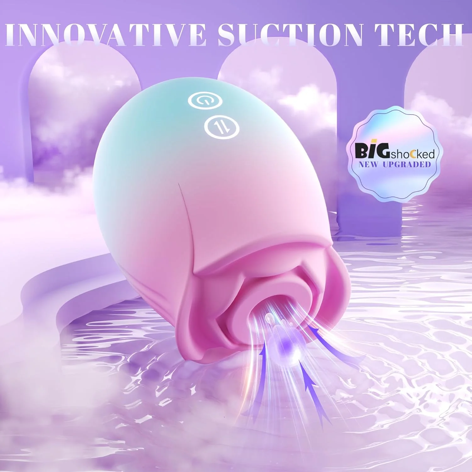 Roselle Blush Rose Suction Vibrator — rose suction opening technology diagram