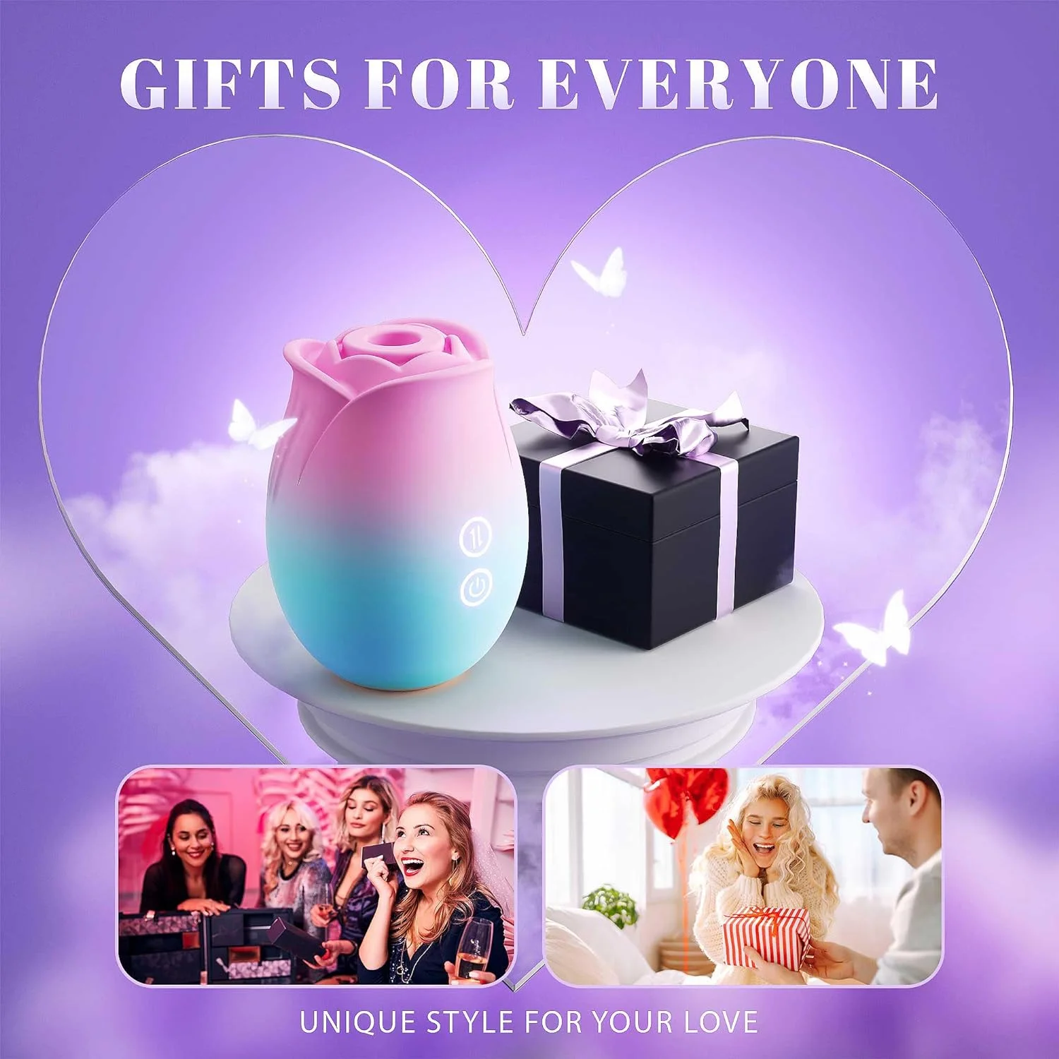 Roselle Blush Rose Suction Vibrator — rose suction vibrator gift arrangement