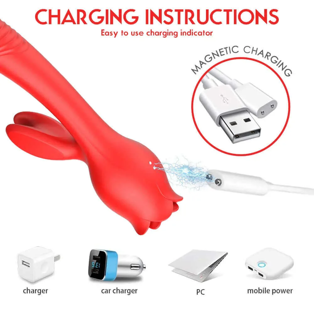 Roselle Branch Rose Suction Rabbit Vibrator — charging connection