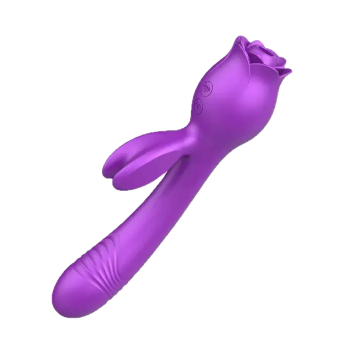Roselle Branch Rose Suction Rabbit Vibrator — isolated purple product view