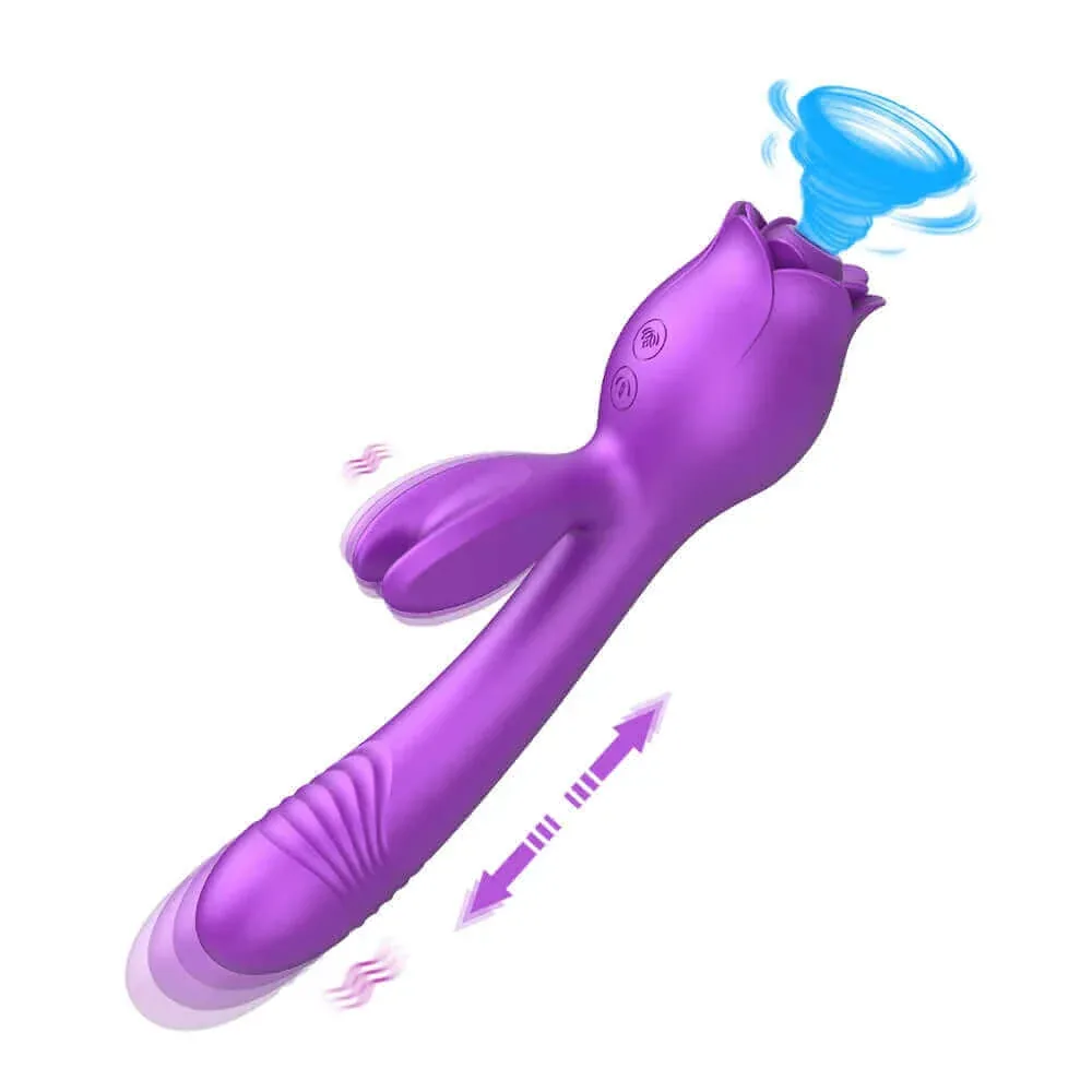 Roselle Branch Rose Suction Rabbit Vibrator — purple color option