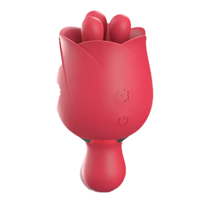 Roselle Bud Rose Tongue Vibrator — front view of the short-tail model