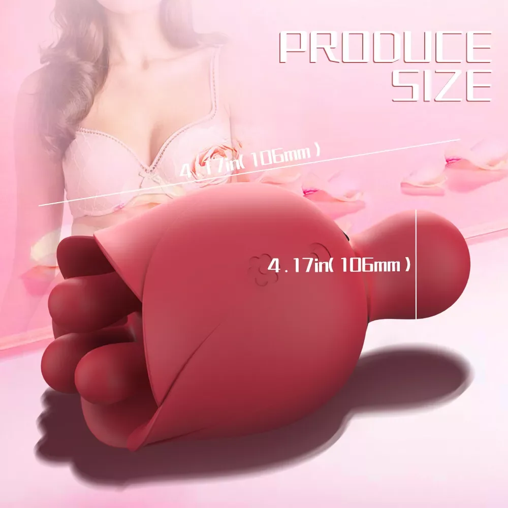 Roselle Bud Rose Tongue Vibrator — hand-held size reference