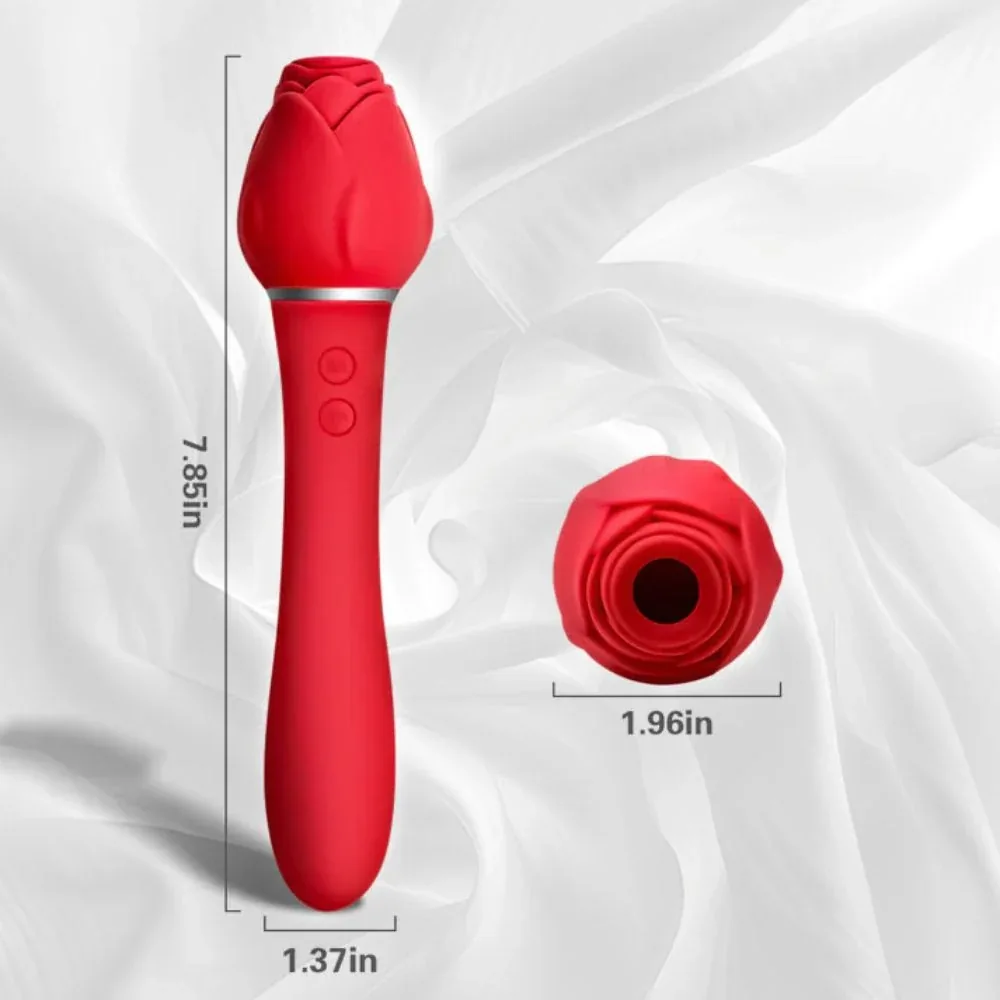 Roselle Cross Rose Suction and Shaft Vibrator — dimensions diagram