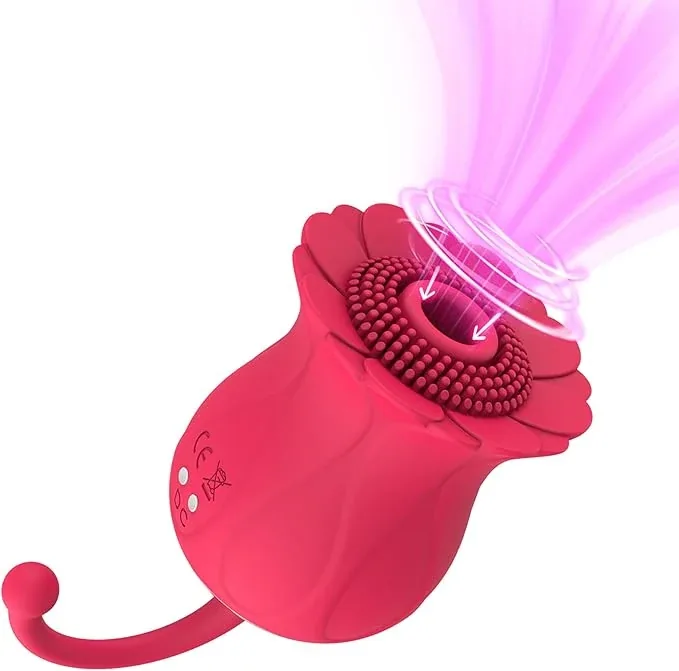 Roselle Curl Rose Suction Egg Vibrator — curled-tail flower cup and opening