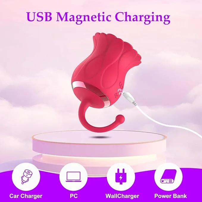 Roselle Curl Rose Suction Egg Vibrator — magnetic charging connection