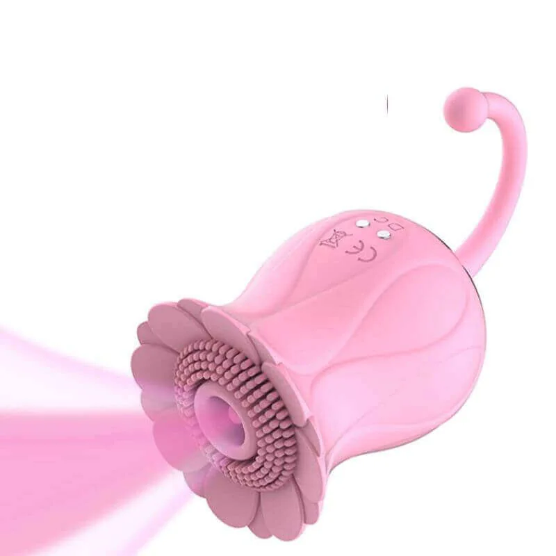 Roselle Curl Rose Suction Egg Vibrator — pink color option