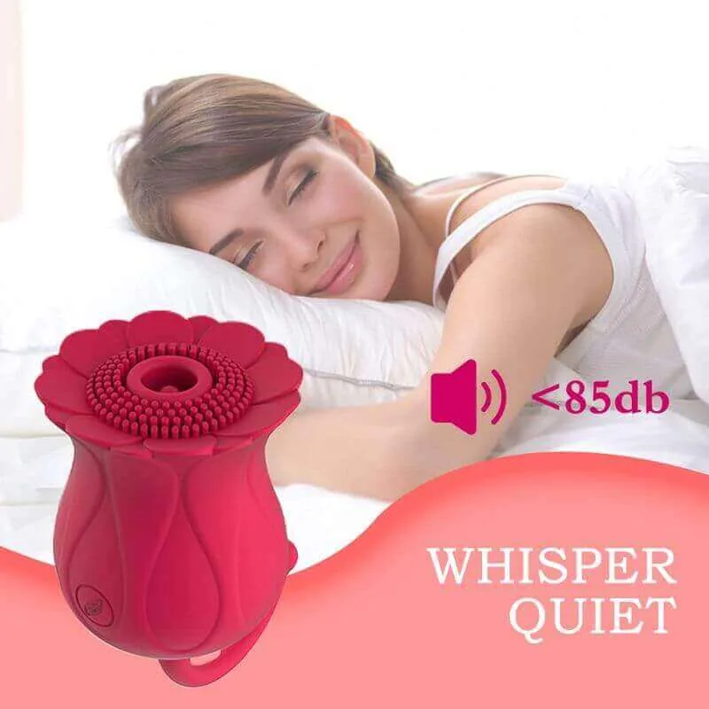 Roselle Curl Rose Suction Egg Vibrator — side profile and size reference