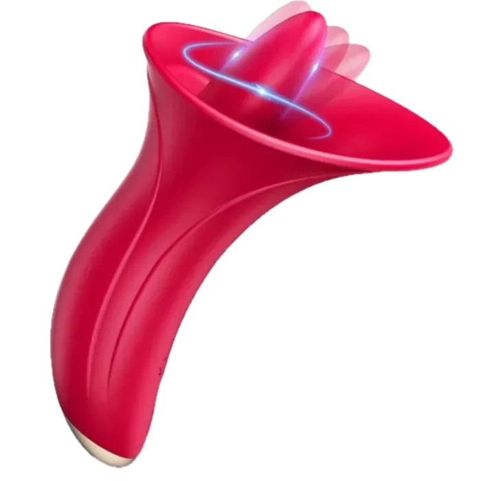 Roselle Curve Rose Tongue Wand — curved handle with wide flower-shaped opening
