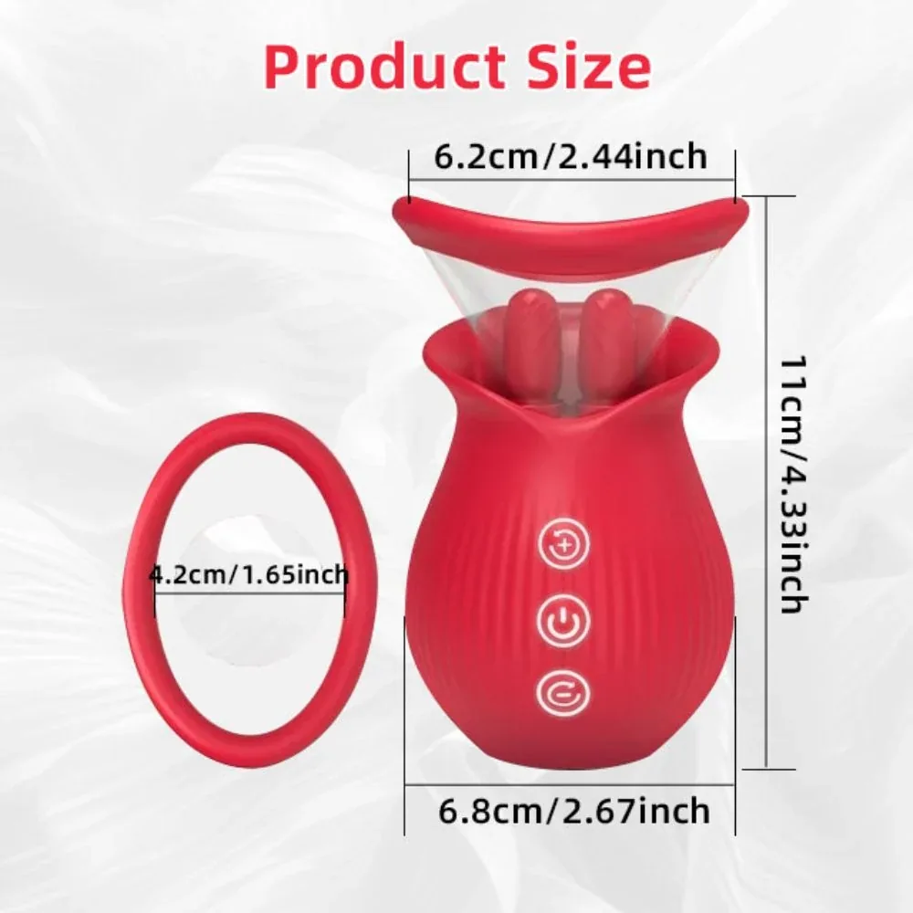 Roselle Echo Twin-Tongue Rose Suction Toy — dimensions diagram
