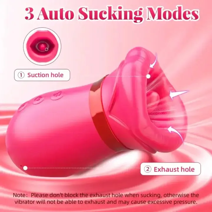 Roselle Embrace Rose Vibrator with Thrusting Dildo — suction inlet and exhaust outlet guide