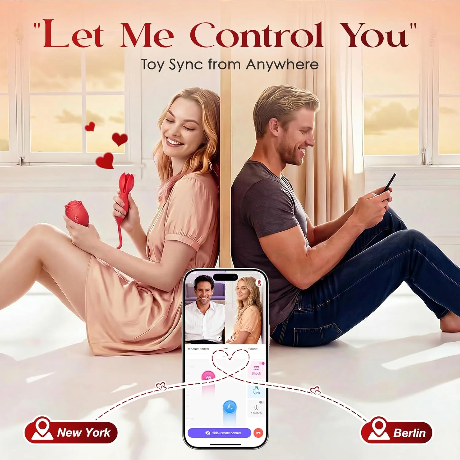 Roselle Flex Detachable Thrusting Rose Vibrator — detachable rose vibrator long-distance app control illustration