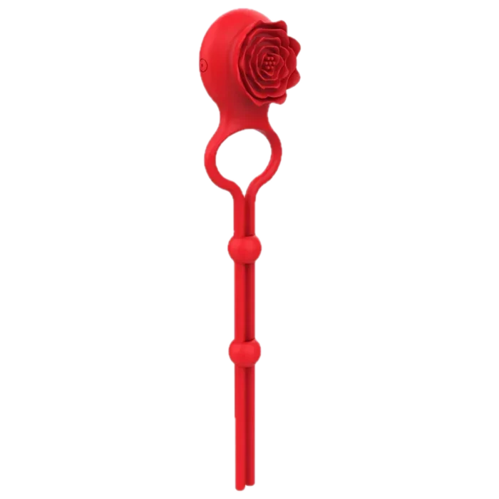 Roselle Loop Adjustable Rose Ring Vibrator — angled view of rose ring