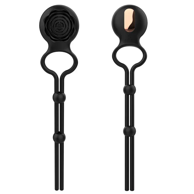 Roselle Loop Adjustable Rose Ring Vibrator — black color option