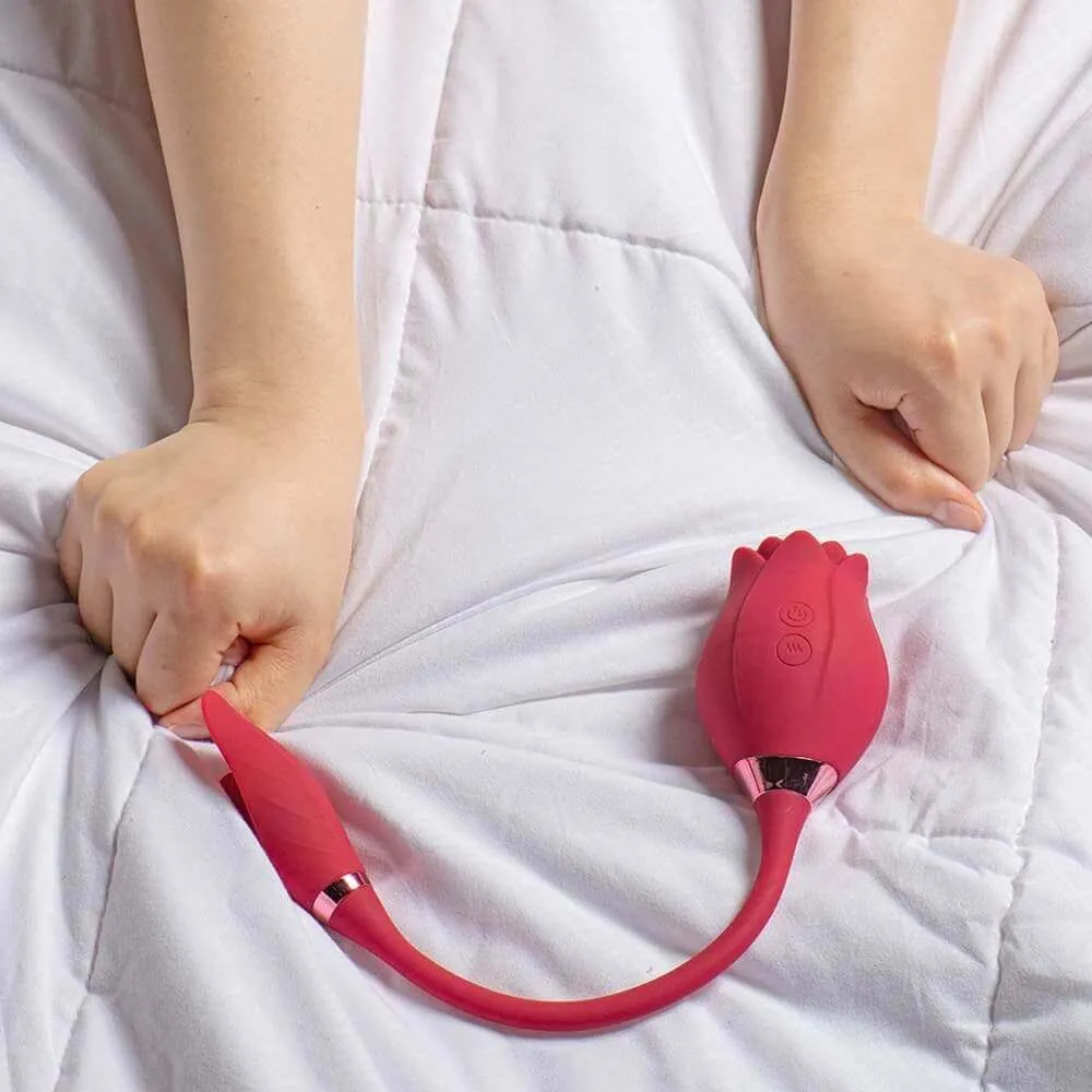 Roselle Mermaid rose toy — rose-shaped device with connected secondary contact