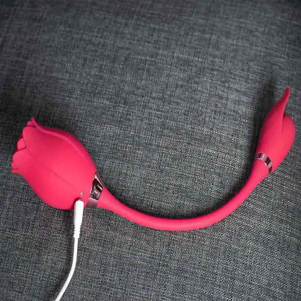 Roselle Mermaid rose toy — rose-shaped device with connected secondary contact