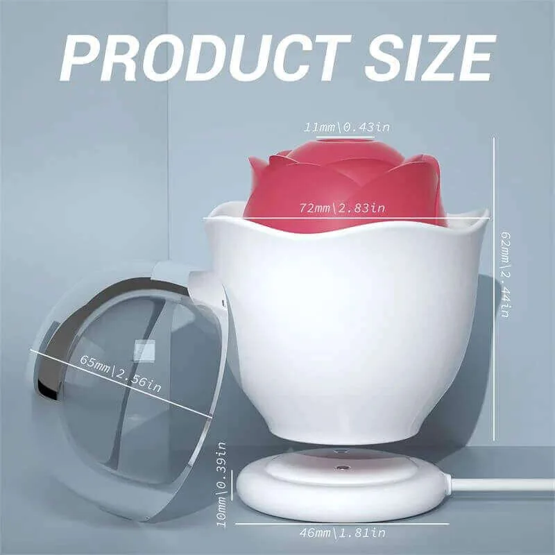 Roselle Nest Compact Rose Suction Toy — dimensions diagram