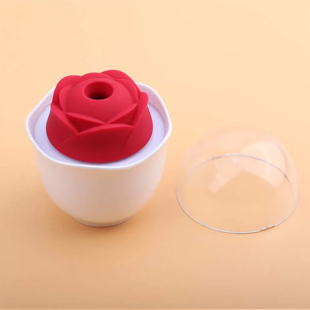 Roselle Nest Compact Rose Suction Toy — open cup and separate lid