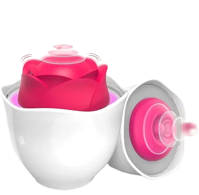 Roselle Nest Compact Rose Suction Toy — rose cup with separate lid and bowl