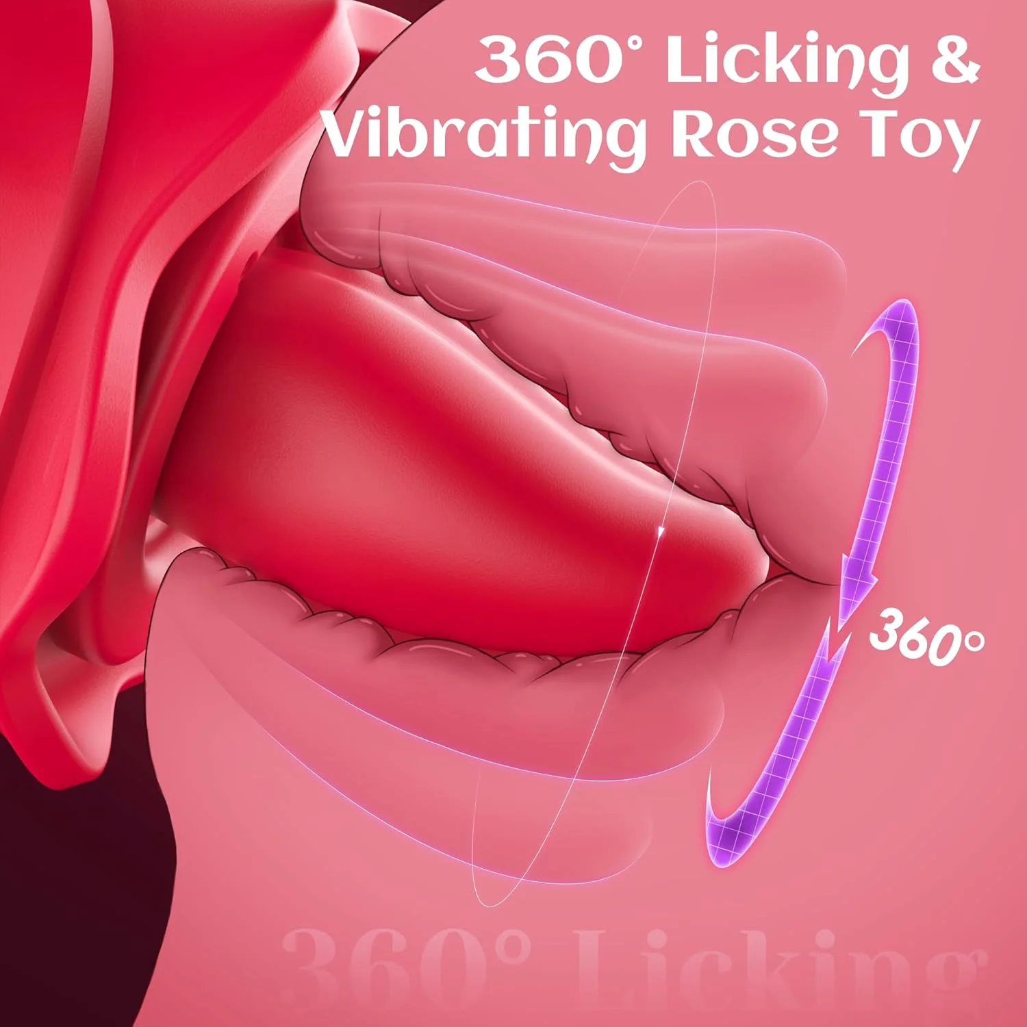 Roselle Orbit App-Controlled Rose Tongue Vibrator — rose tongue rotation close-up