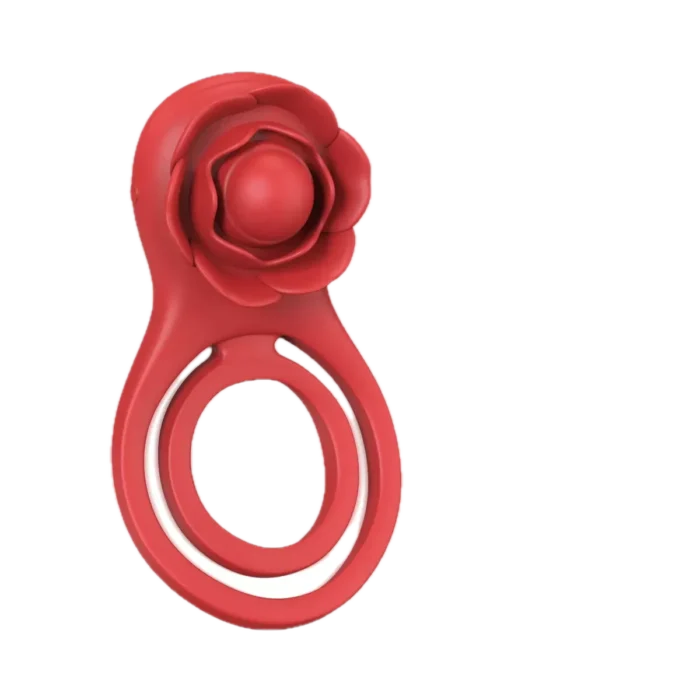 Roselle Pair Double-Loop Rose Ring Vibrator — front product view