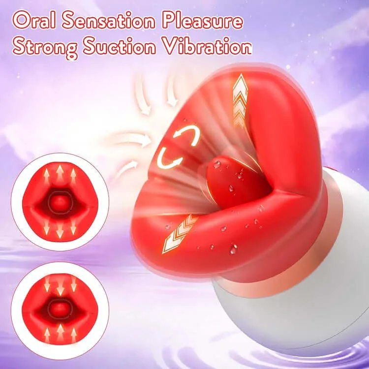 Roselle Pebble Rose Tongue and Suction Toy — mouth and tongue-style detail