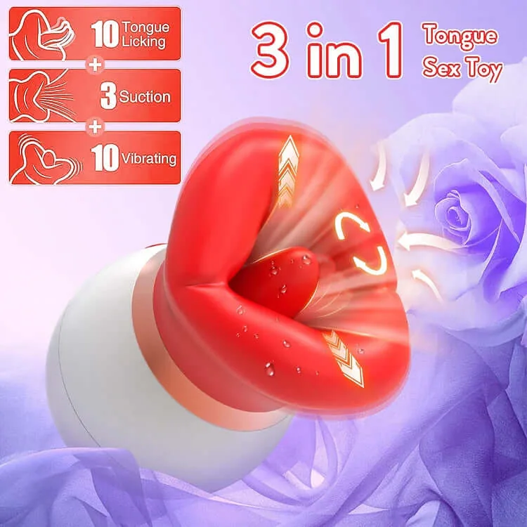 Roselle Pebble Rose Tongue and Suction Toy — opening and movement diagram