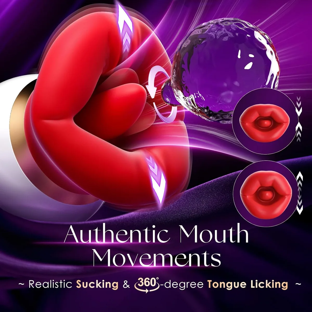 Roselle Pebble Rose Tongue and Suction Toy — opening close-up