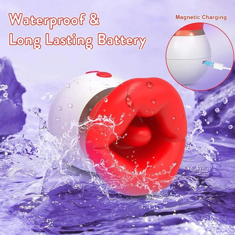 Roselle Pebble Rose Tongue and Suction Toy — product shown with water splashes