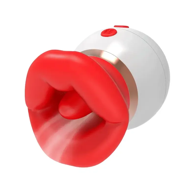 Roselle Pebble Rose Tongue and Suction Toy — rose mouth with rounded white base