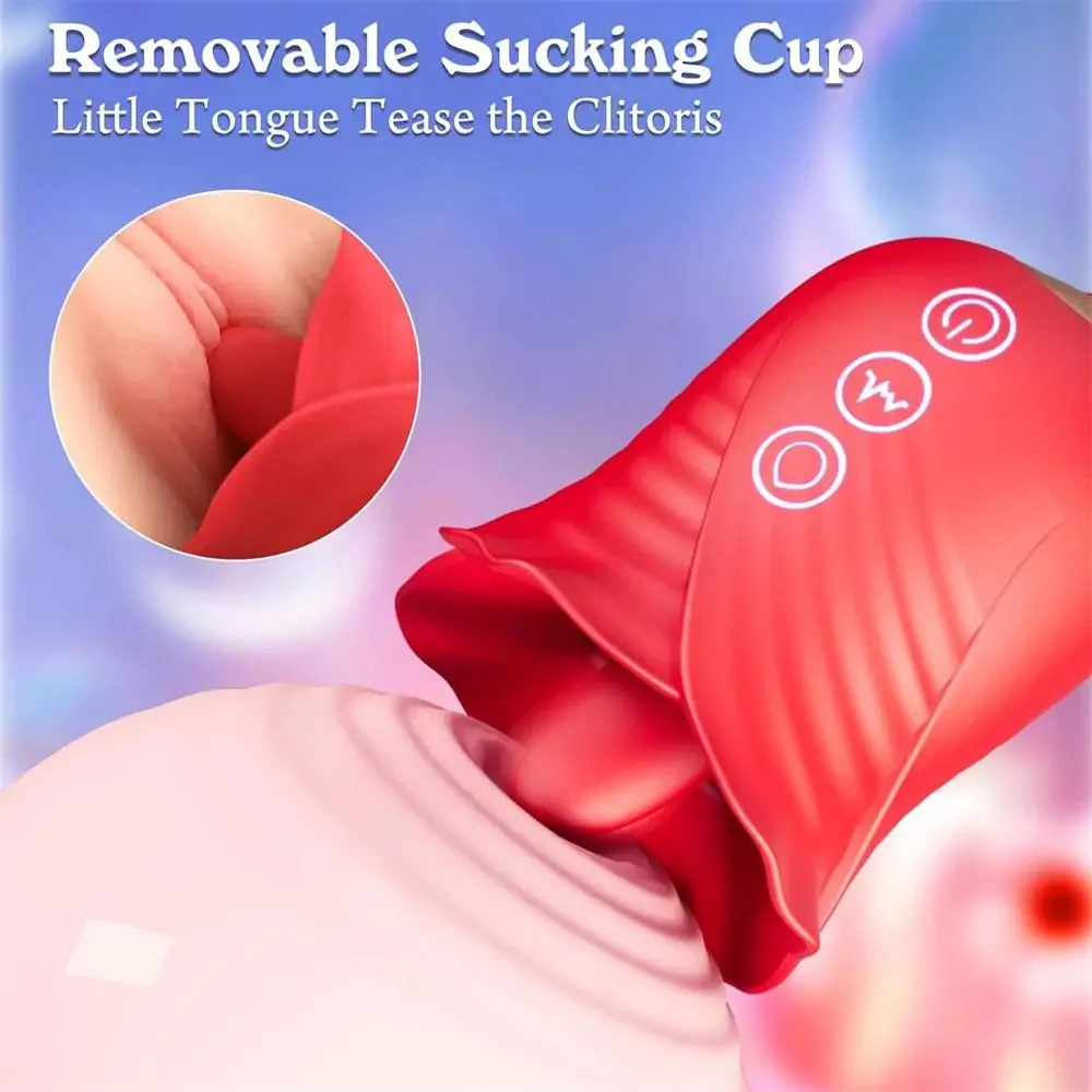 Roselle Petal Rose Tongue Pump — removable rose suction cup close-up