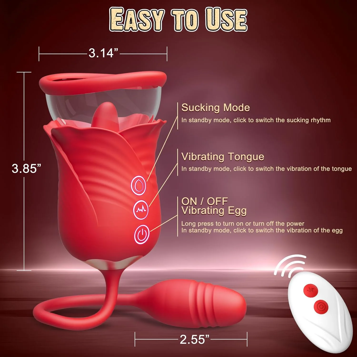 Roselle Petal Rose Tongue Pump — rose pump dimensions buttons and remote control