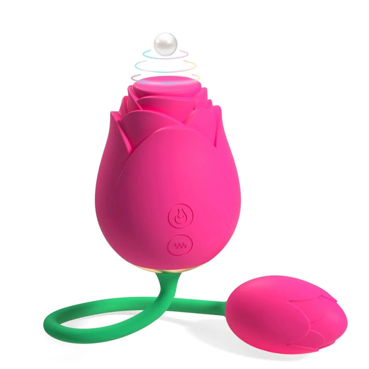 Roselle Poppy rose toy — rose-shaped device with connected secondary contact