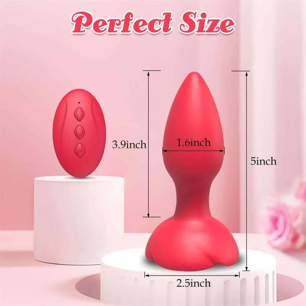 Roselle Reverie Rose Remote-Control Vibrator — dimensions of product and remote