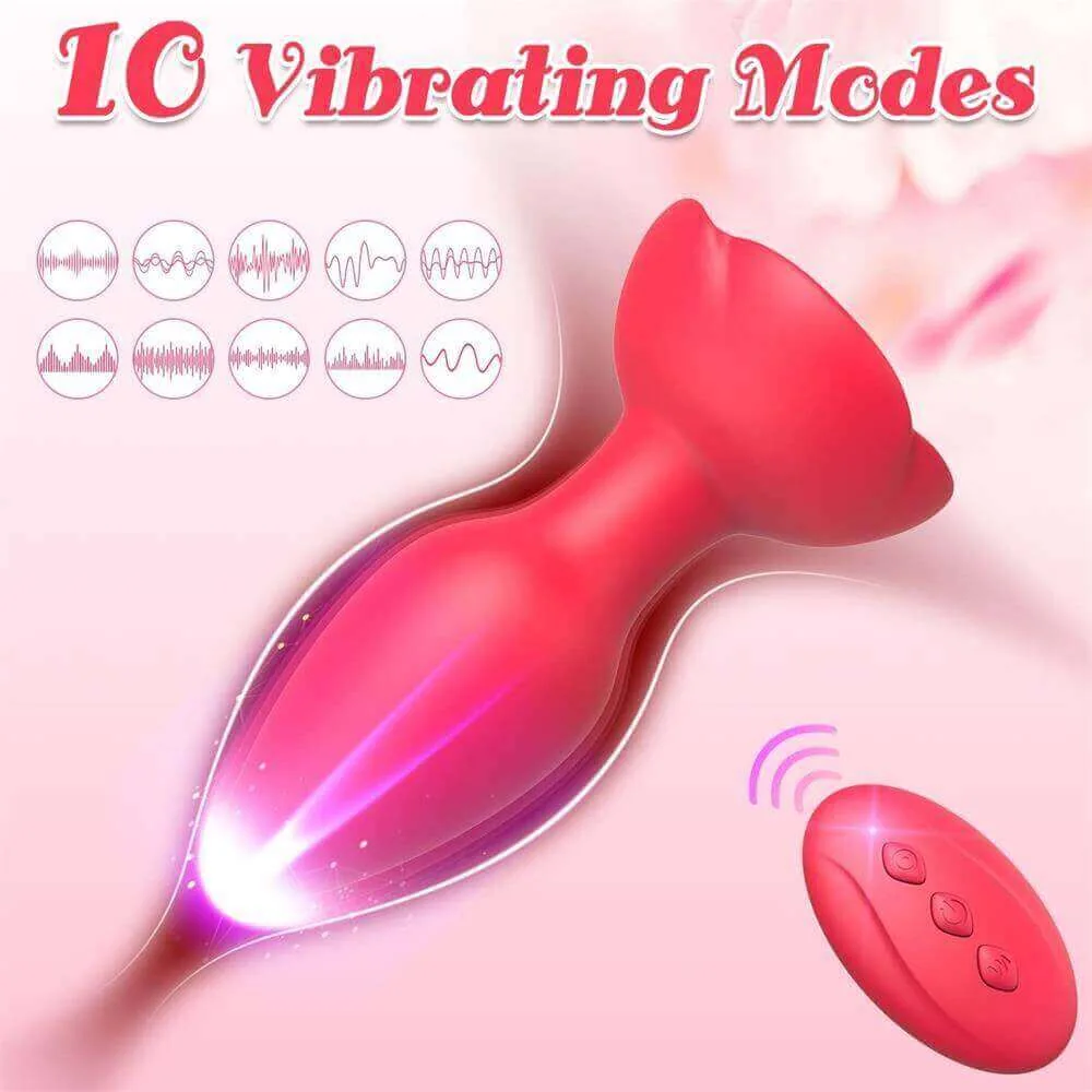 Roselle Reverie Rose Remote-Control Vibrator — side view and setting diagram