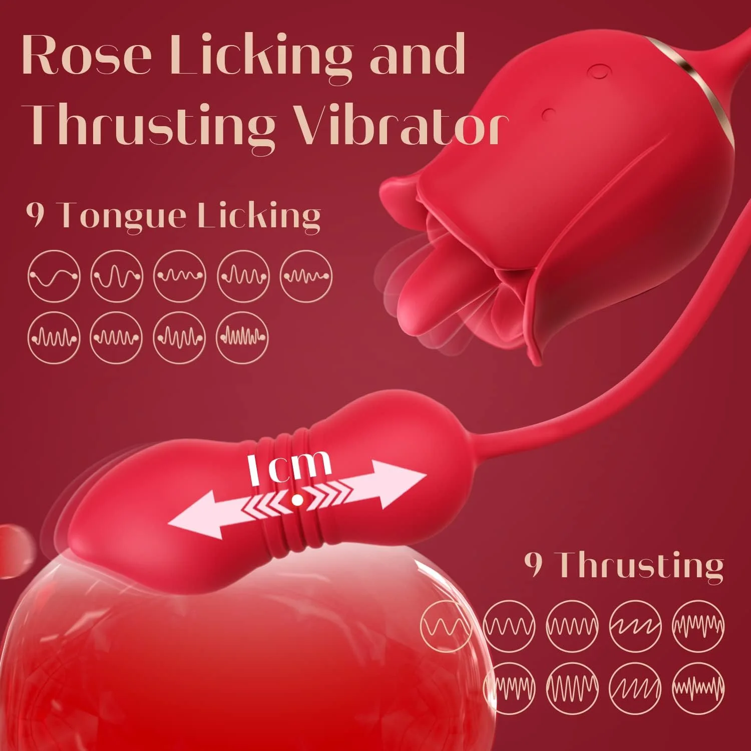 Roselle Rhythm Rose Tongue Thrusting Vibrator — rose tongue and extension movement settings
