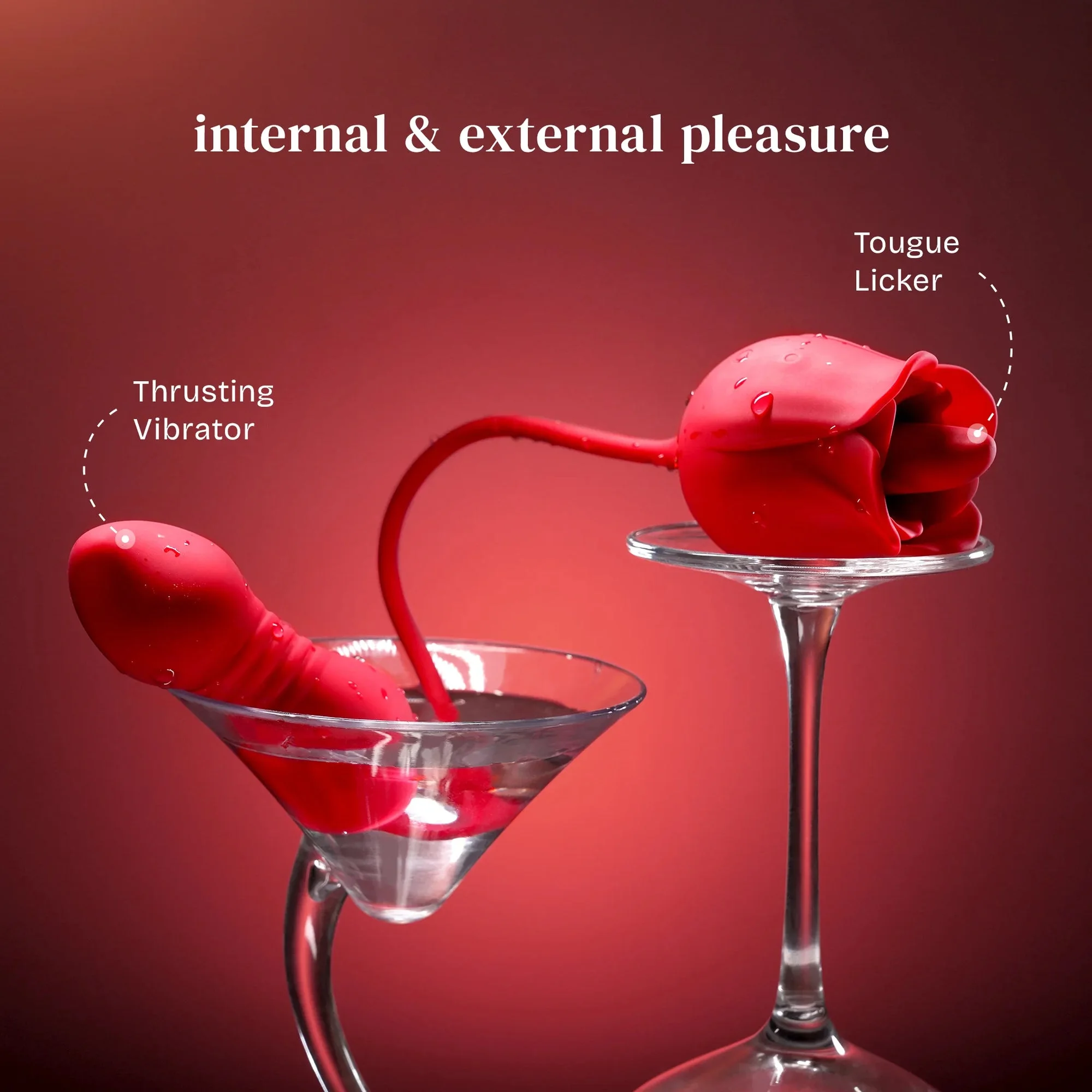 Roselle Rhythm Rose Tongue Thrusting Vibrator — rose tongue head and extension product arrangement