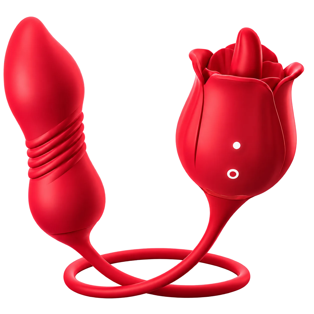 Roselle Rhythm with a rose head and connected thrusting shaft, isolated product view