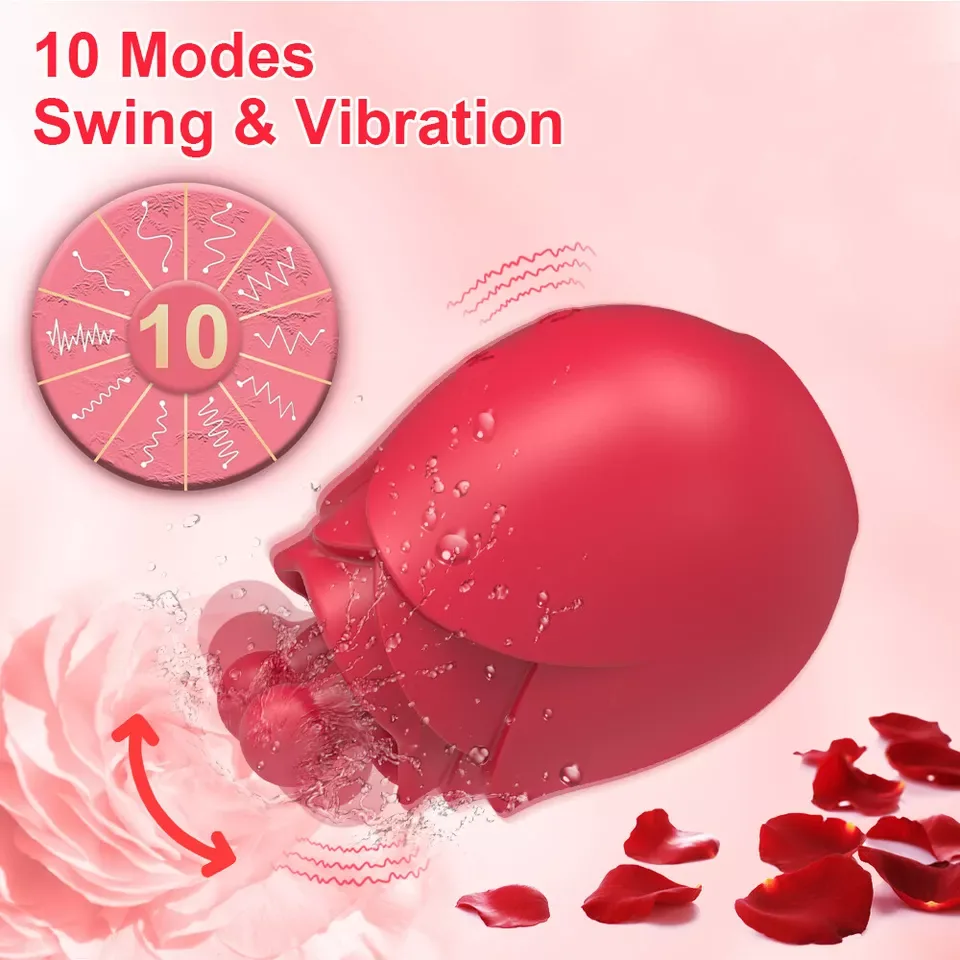 Roselle Ripple Rose Twin-Tip Vibrator — head and movement detail