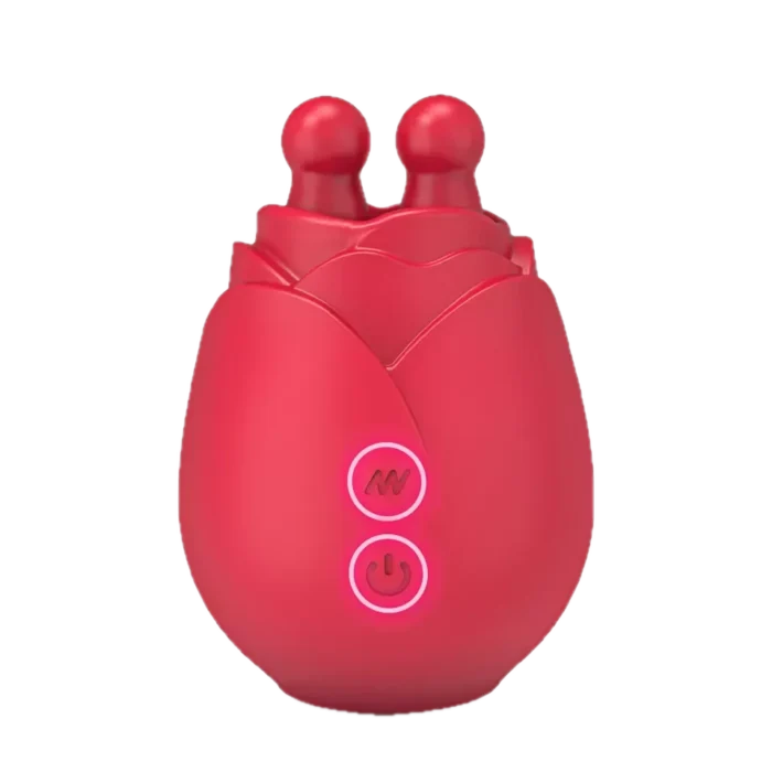 Roselle Ripple Rose Twin-Tip Vibrator — rose body with twin rounded tips