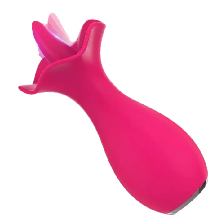 Roselle Sprig Rose Tongue Handheld Vibrator — angled product view