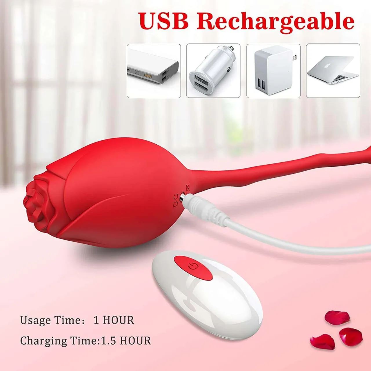 Roselle Sprout rose toy — full product view showing its shape and controls
