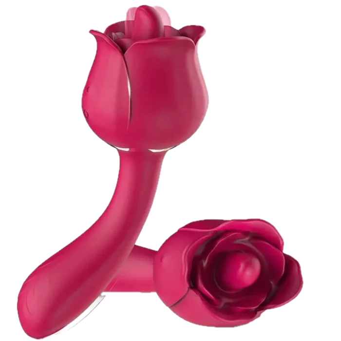 Roselle Stem Rose Tongue Wand — front and side views on a white background
