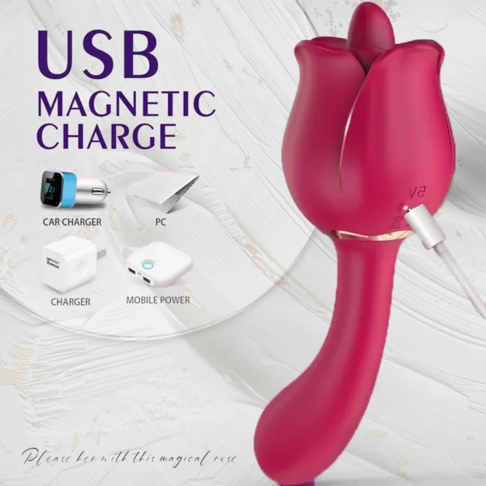 Roselle Stem Rose Tongue Wand — magnetic charging connection